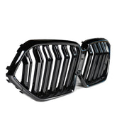 Gloss Black F96 X6M Style Duel Stripe Front Kidney Grille Grill Bodykit for BMW X6 G06 2019-2023 Pre LCI